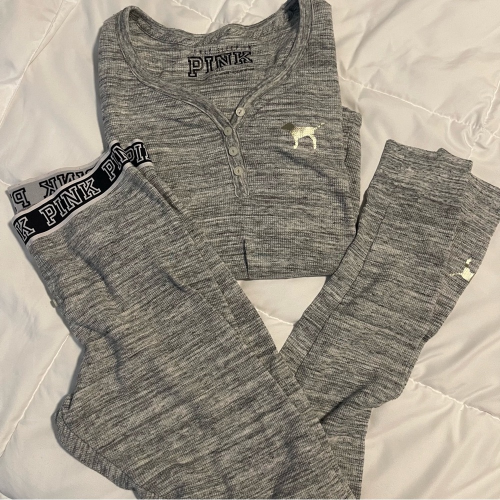 VS PINK grey pajamas set size small